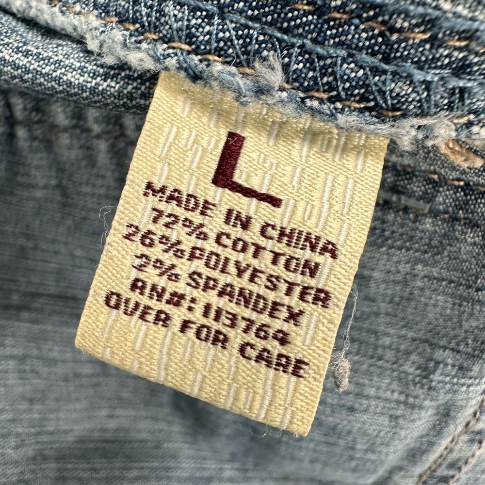 AC3998 Women's Y2K Collared Long Sleeve Denim Jean Jacket Large - Picture 11 of 12
